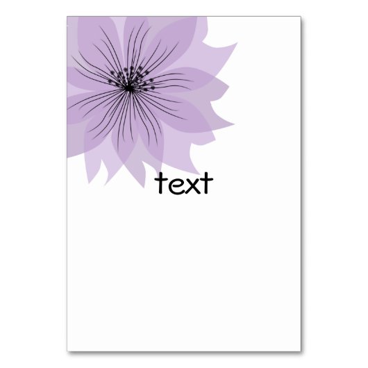 Elegante lila Blume Tischnummer (Rückseite)