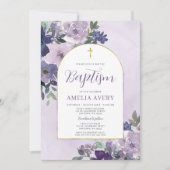Elegante Lila Blumen Einladung (Vorderseite)