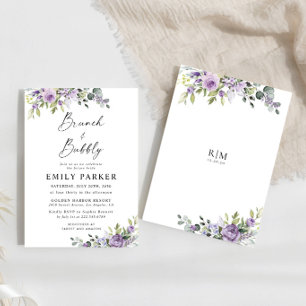 Elegante lila Blumen-Einladung zur Brautparty Einladung