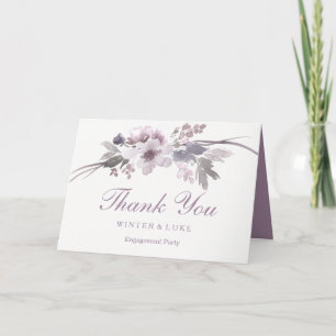 Elegante lila Blumen-Einladung zur Verlobungsfeier Dankeskarte