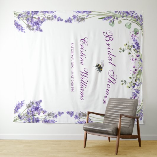 Elegante lila Blumen Engagement Party Tapestry Wandteppich (Beispiel (Horizontal))