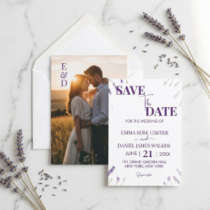 Elegante lila Blumen-Gartenhochzeit Save The Date