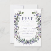 Elegante lila Blumen Hochzeit RSVP Karten (Vorderseite)