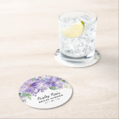 Elegante lila Blumen-Hochzeitdusche Runder Pappuntersetzer (Vor Ort)