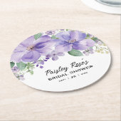 Elegante lila Blumen-Hochzeitdusche Runder Pappuntersetzer (Angewinkelt)
