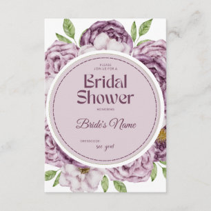 Elegante lila Blumen-Hochzeitsdusche-Einladung Einladung