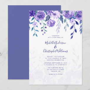 Elegante lila Blumen-Hochzeitseinladung Einladung