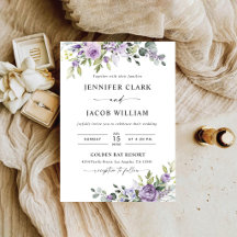 Elegante lila Blumen-Hochzeitseinladung