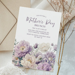 Elegante lila Blumen Muttertags-Brunch Einladung