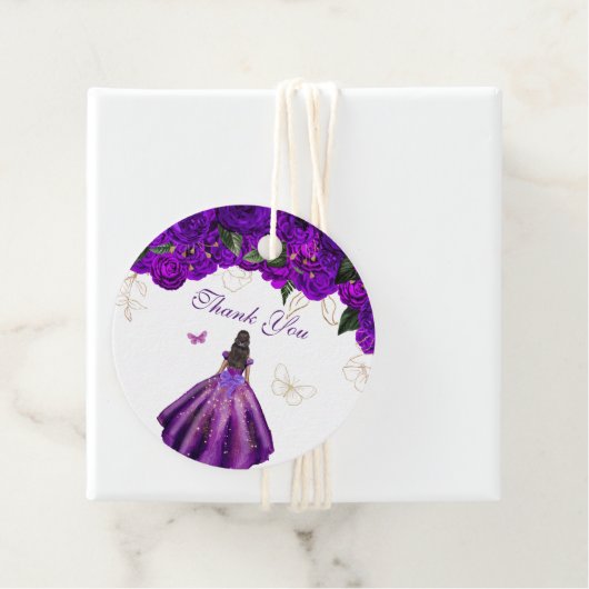 Elegante Lila Blumen Rose Butterfly Danke Geschenkanhänger (Beispiel)