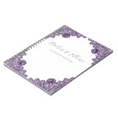 Elegante lila Blumen-Spitze rustikale Notizen & Id Notizblock (Linke Seite)