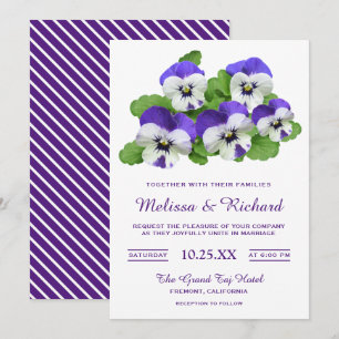 Elegante lila Blumen Stiefmütterchen Hochzeitseinl Einladung