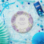Elegante lila Blumen-Teller zum 80. Geburtstag Pappteller (Party)