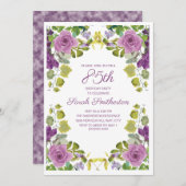 Elegante Lila Blumenbeeren 85. Geburtstag Einladung (Vorne/Hinten)