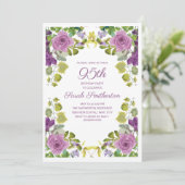Elegante Lila Blumenbeeren 95. Geburtstag Einladung (Stehend Vorderseite)