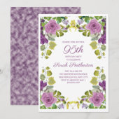 Elegante Lila Blumenbeeren 95. Geburtstag Einladung (Vorne/Hinten)