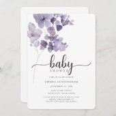 Elegante Lila Blumendusche Einladung (Vorne/Hinten)