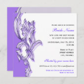 Elegante lila Blumendusche. Einladung (Vorne/Hinten)