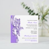 Elegante lila Blumendusche. Einladung (Stehend Vorderseite)