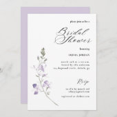 Elegante Lila Blumendusche Einladung (Vorne/Hinten)
