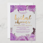 Elegante Lila Blumendusche Einladungen (Vorderseite)