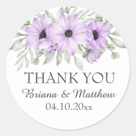 Elegante Lila Blumenfavoriten Runder Aufkleber