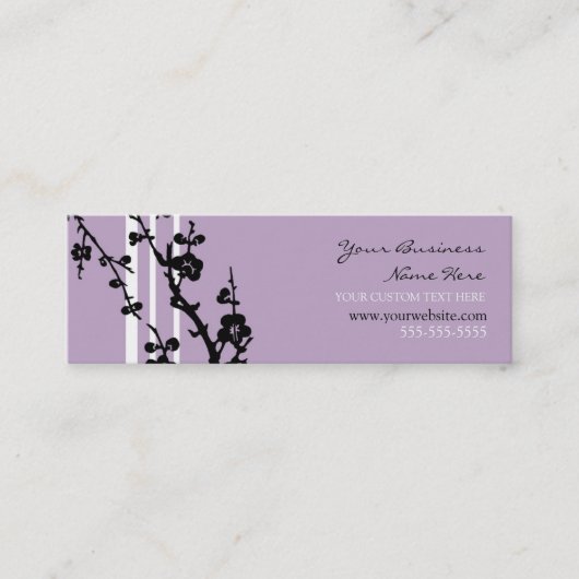 Elegante lila Blumengeschäfts-Karten Mini Visitenkarte (Vorderseite)