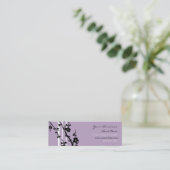 Elegante lila Blumengeschäfts-Karten Mini Visitenkarte (Stehend Vorderseite)
