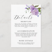 Elegante Lila Blumenhochzeit Begleitkarte (Vorderseite)