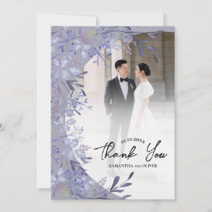 Elegante Lila Blumenhochzeit Danke Fotokarte Save The Date
