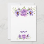 Elegante Lila Blumenhochzeit Einladung (Rückseite)