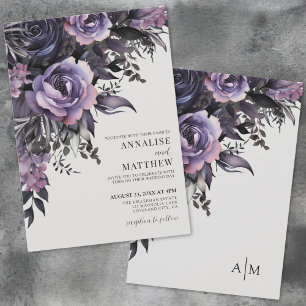Elegante lila Blumenhochzeit Einladung
