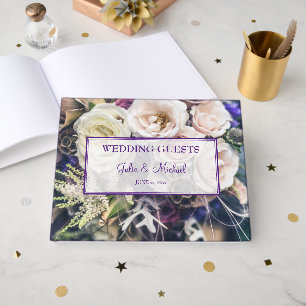 Elegante Lila Blumenhochzeit Gästebuch