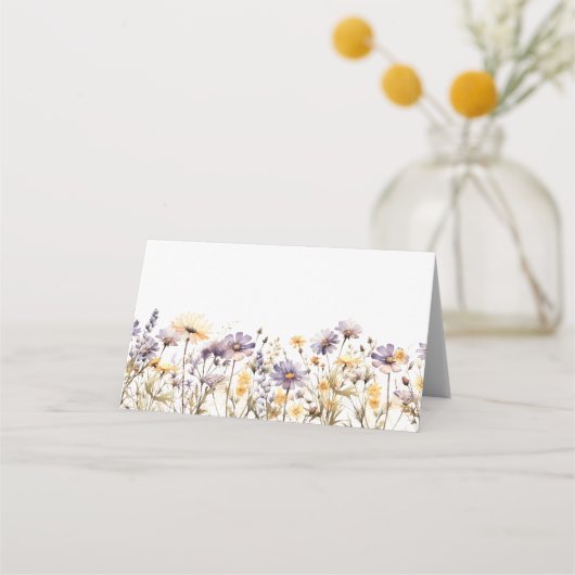 Elegante Lila Blumenhochzeit Platzkarte (Rückseite)