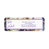 Elegante Lila Blumenhochzeit-Rücksendeadresse (Vorne)