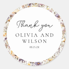 Elegante Lila Blumenhochzeit Runder Aufkleber