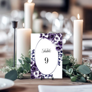 Elegante Lila Blumenhochzeit-Tischnummer Tischnummer