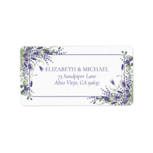 Elegante Lila Blumenhochzeiten Rücksendeadresse Adressaufkleber