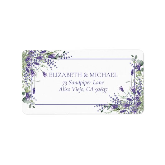 Elegante Lila Blumenhochzeiten Rücksendeadresse Adressaufkleber (Vorne)