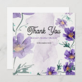 Elegante Lila Blumenkarte Danke Karte (Vorne/Hinten)