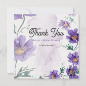 Elegante Lila Blumenkarte Danke Karte (Vorderseite)