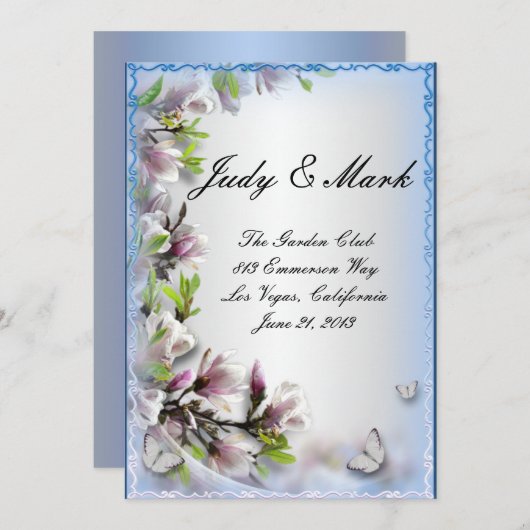 Elegante Lila Blumenschmetterlingskarte Menükarte (Vorne/Hinten)