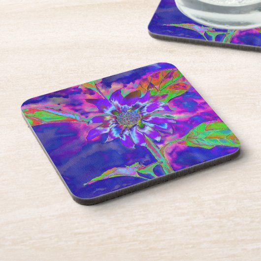 Elegante lila Blumensonne Untersetzer (Linke Seite)