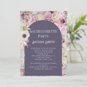 Elegante Lila Blumenstrasse Sommer-Bachelorette Einladung (Stehend Vorderseite)