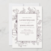 Elegante Lila Blumenstrauß Einladung (Vorderseite)