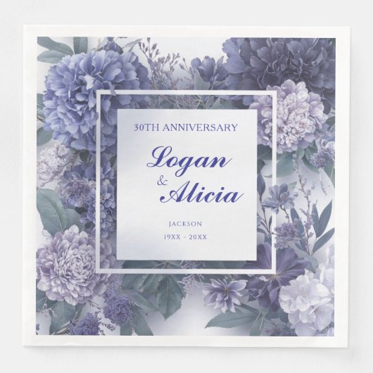 Elegante Lila Blumenzarge Serviette (Vorderseite)