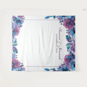 Elegante Lila Blumenzelt-Hochzeitskabine Hintergru Wandteppich (Vorderseite (Horizontal))