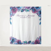 Elegante Lila Blumenzelt-Hochzeitskabine Hintergru Wandteppich (Vorderseite)