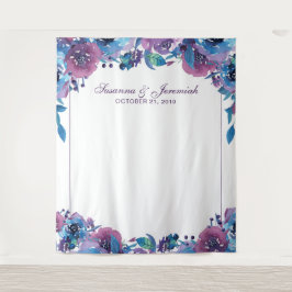 Elegante Lila Blumenzelt-Hochzeitskabine Hintergru Wandteppich