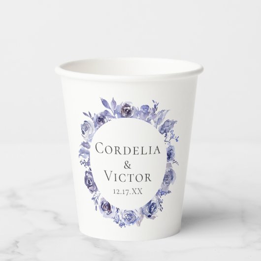 Elegante Lila Blumenzeremonie Pappbecher (Vorderseite)